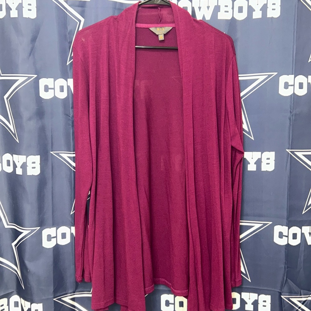 Mix by Hawthorn lightweight dark berry color cardigan Size 2X